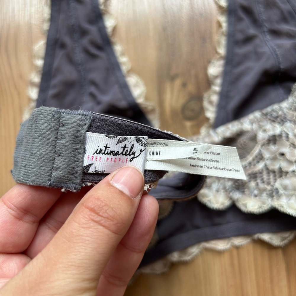 Free People Lace Halter Bra in Cream and Gray - Picture 5 of 6